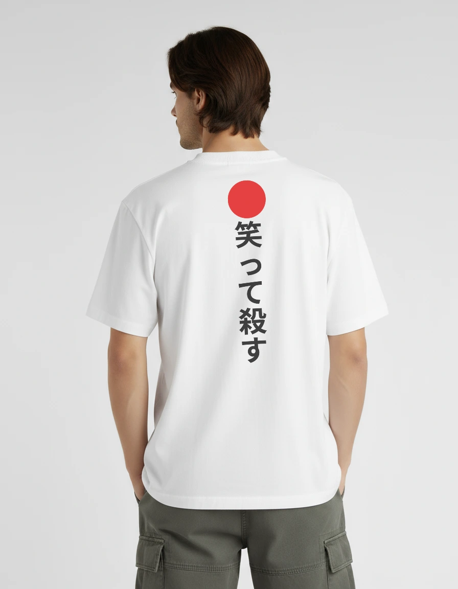 Laugh n' Slay Japanese Premium White Oversized T-Shirt