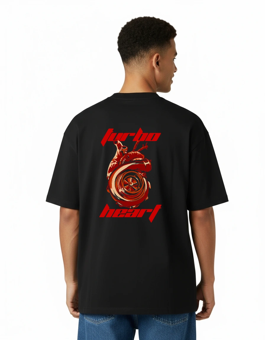 Turbo Heart Black Premium Oversized T-Shirt