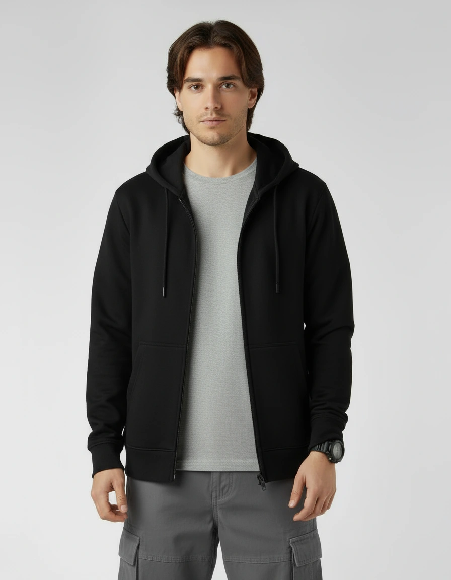 Black Zipper Hoodie