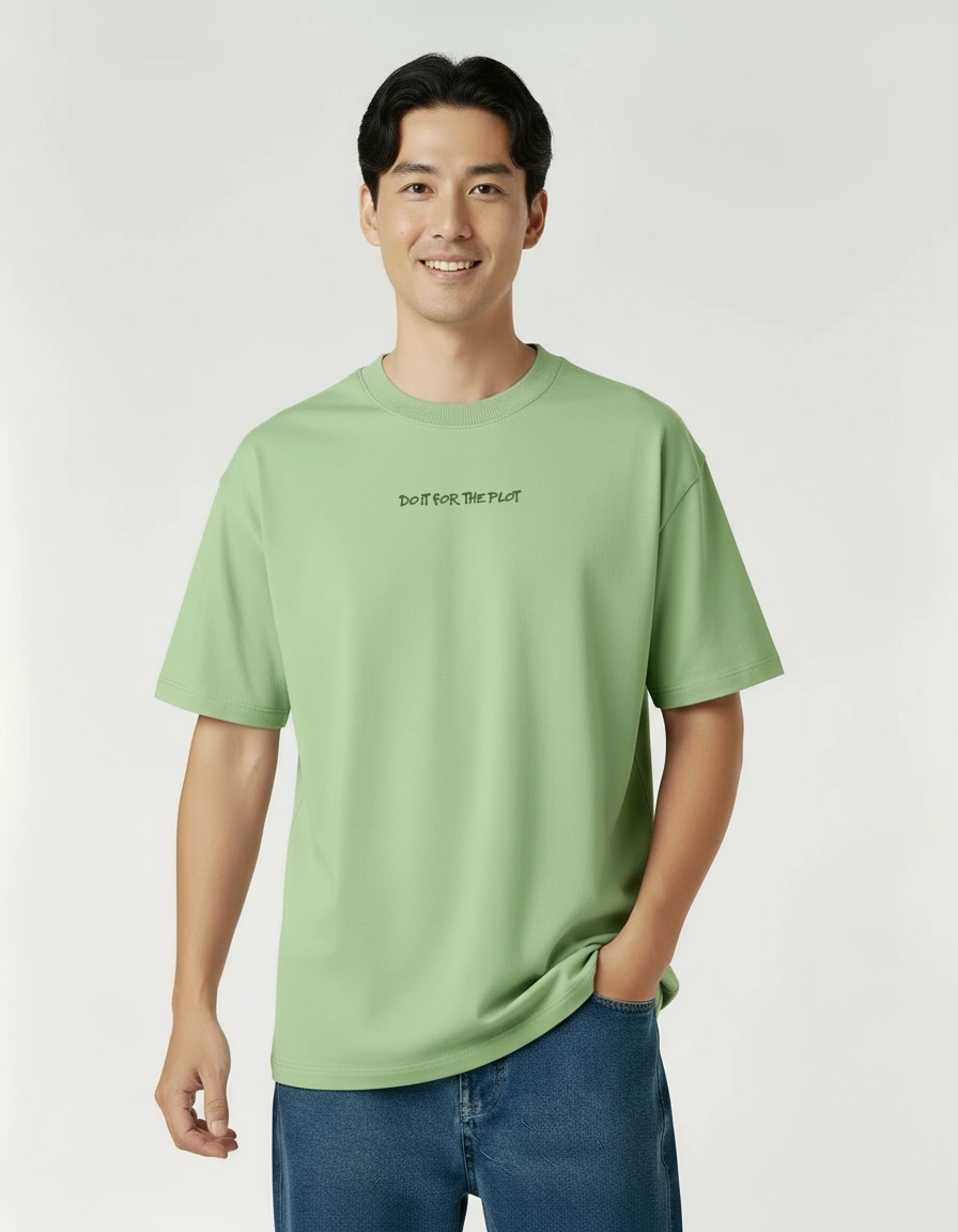 Do It For The Plot Sage green Oversized T-Shirt