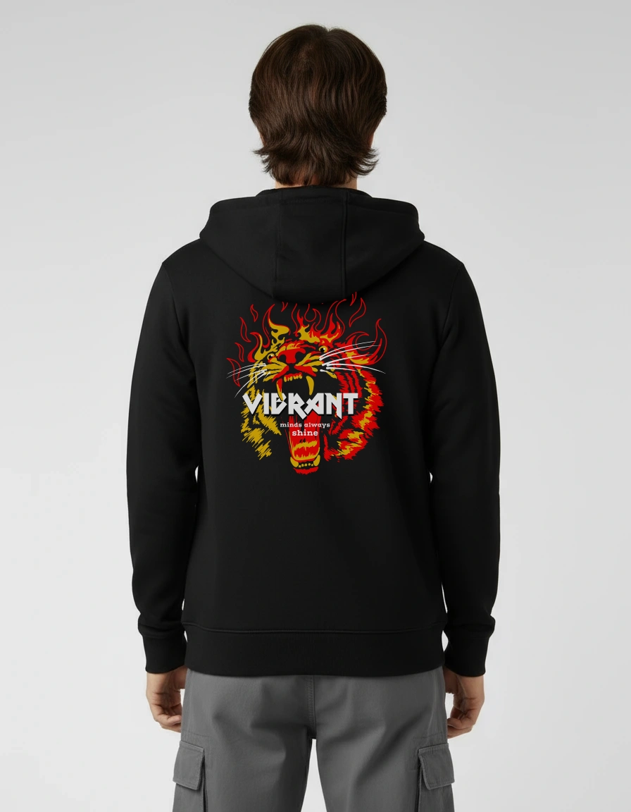 Vibrant Tiger Black Hoodie